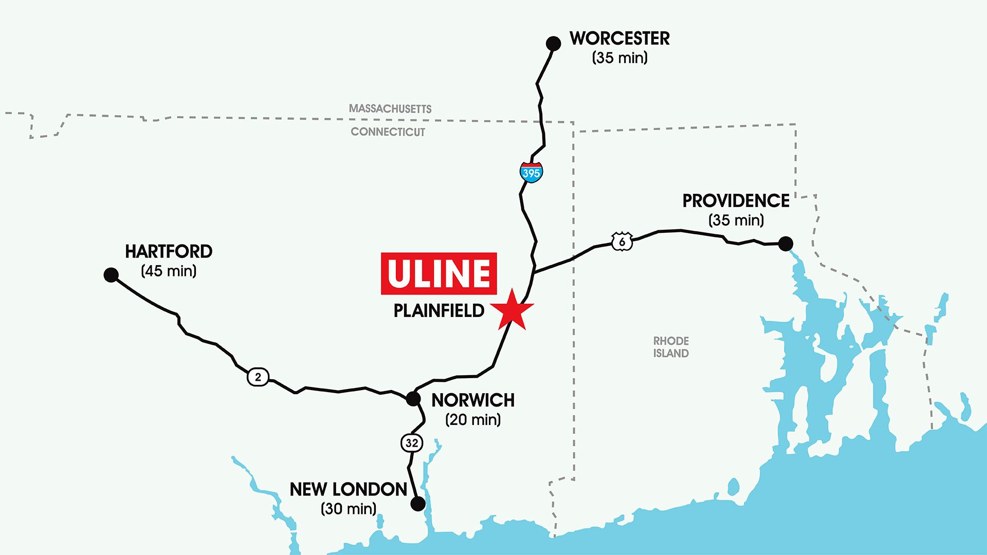 Uline Plainfield, CT Map