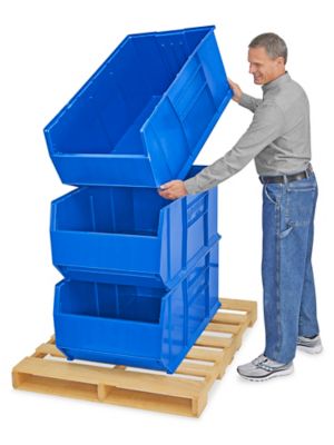 Giant Stackable Bin Organizer - 48 x 18 x 72 with 15 x 20 x 12 1/2 Blue Bins - ULINE - H-9903BLU