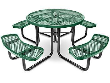 Metal Picnic Table - 46" Round, Green H-10001G