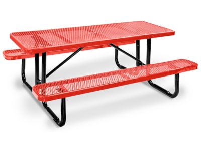 Metal Picnic Table - 6' Rectangle, Red H-10002R