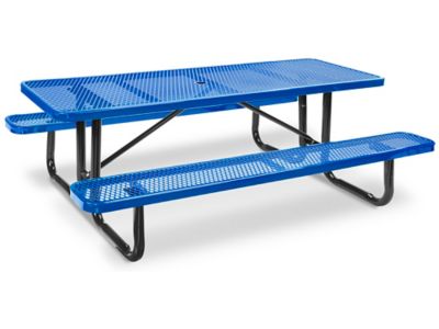 Metal Picnic Table - 8' Rectangle, Blue H-10003BLU - ULINE