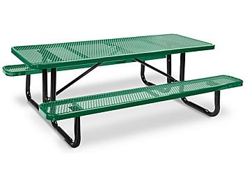 Metal Picnic Table - 8' Rectangle, Green H-10003G