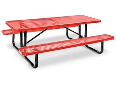 Metal Picnic Table - 8' Rectangle, Red H-10003R