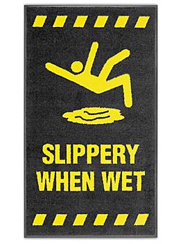 Safety Message Mat - 3 x 5', "Slippery When Wet" H-10007