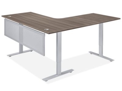 U Shaped Height Adjustable Desk with Storage 72/96 x 96 x 29/65