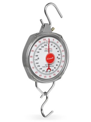 Hanging Dial Scale - 220 lbs x 1 lb / 100 kg x 0.5 kg H-10178 - Uline