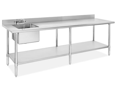  Stainless Steel Worktable with Sink - 96 x 30"