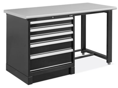 Modular Drawer 1-Pedestal Workbench - 60 x 30", Laminate Top H-10195-LAM