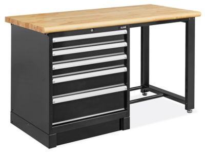 Modular Drawer 1-Pedestal Workbench - 60 x 30", Maple Top H-10195-MAP