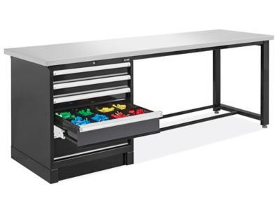 Metal workbench store with drawers