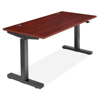 Pneumatic Adjustable Height Desk - 60 x 30", Mahogany H-10243MAH