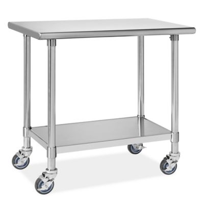 Deluxe Mobile Stainless Steel Worktable - 36 x 24" H-10291