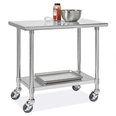 はる Deluxe Mobile Stainless Steel Worktable - 36 x 24