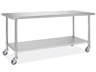 Deluxe Mobile Stainless Steel Worktable - 72 x 30" H-10294