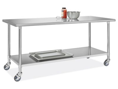 Deluxe Mobile Stainless Steel Worktable - 72 x 30