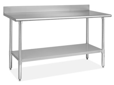 Standard Stainless Steel Worktable with Backsplash and Bottom Shelf - 60 x 24" H-10341