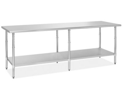 Adjustable Height Stainless Steel Worktable with Bottom Shelf - 96 x 30" H-10348