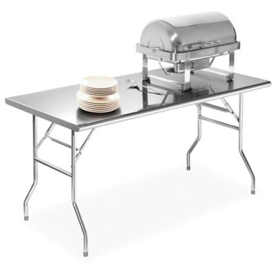 Fashionwu Stainless Steel Table, 24 x 47 Inches Folding Heavy Duty