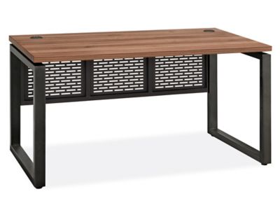 HIRSH Office Desk: Executive Desks Series, 60 in Overall Wd, 29 1/2 in, 30  in Overall Dp, Brown Top