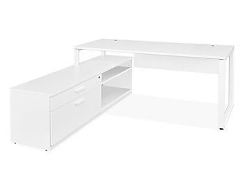 Designer Storage L-Desk - 72 x 72", White H-10371W