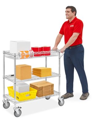 HUBERT® Plated Steel Wire Stock Cart - 36L x 18 1/2W x 40 1/2H