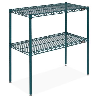 Two-Shelf Epoxy Wire Shelving Unit - 36 x 18 x 34", Green H-10439G