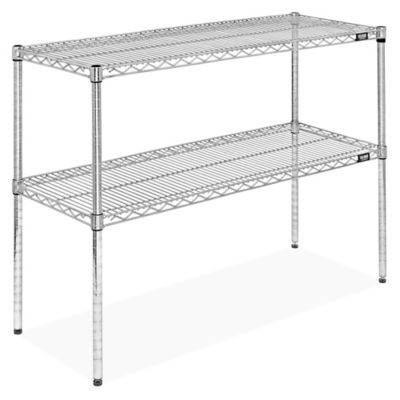 Two-Shelf Epoxy Wire Shelving Unit - 48 x 18 x 34", Zinc H-10440Z
