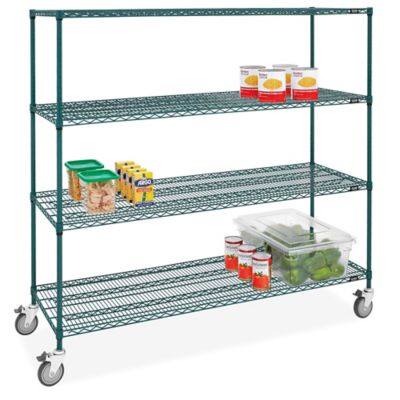 Epoxy Mobile Shelving 72 x 24 x 69", Green H10443G Uline