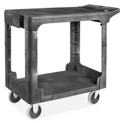 Rubbermaid FG9T6700BLA Black 2-Shelf Utility Cart