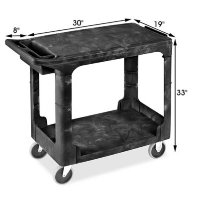 Rubbermaid® Heavy-Duty Flat Handle Utility Cart w/Lipped Shelf - Small,  Black
