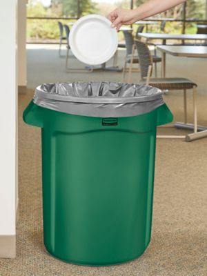 Rubbermaid Plastic Refuse Trash Can, 32 Gallon, Green
