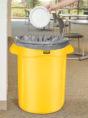 Rubbermaid Round Brute Container, Plastic, 32 gal, Yellow