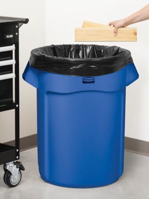 Vented Round Brute Container 55 Gal Blue Resin Rubbermaid Commercial