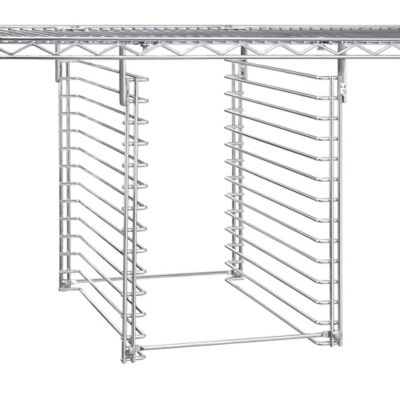 CHROME WIRE SHELVING UNITS w/GIANT HOPPER BINS, Bin Blue, Size W x D x H:  18 x 42 x 74, No. Shelves: 5, No. Bins: 8, Bin Size L x W x