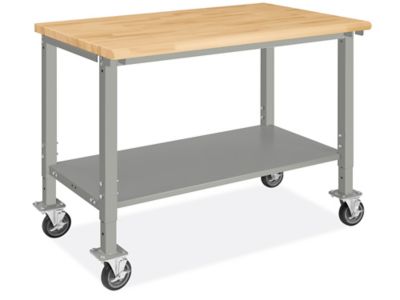 Mobile Heavy-Duty Packing Table - 48 x 30", Maple Top with Rounded Edge H-10530-MAP
