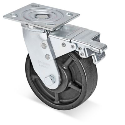 Phenolic Caster for Mobile Pallet Stand - Swivel with Brake, 6 x 1 3/4" H-10615