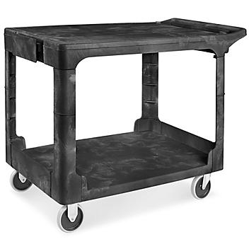 Rubbermaid&reg; Classic Flat Shelf Utility Cart - 44 x 25 x 33", Black H-1063BL