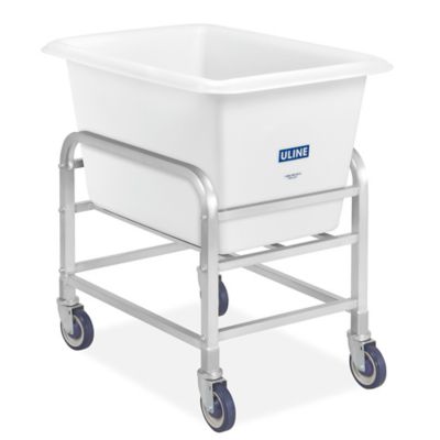 Hubert Grey Plastic Small Utility Tub Cart with Handle - 31L x 17W x 33 1/2H