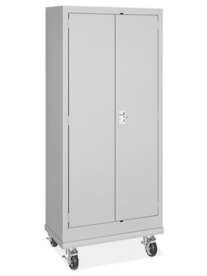 Mobile Slim Storage Cabinet - 30 x 15 x 72", Light Gray H-10698GR