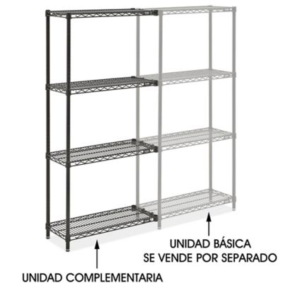 Unidad complementaria de estanter a de alambre negro 30 x 12 x 63 h