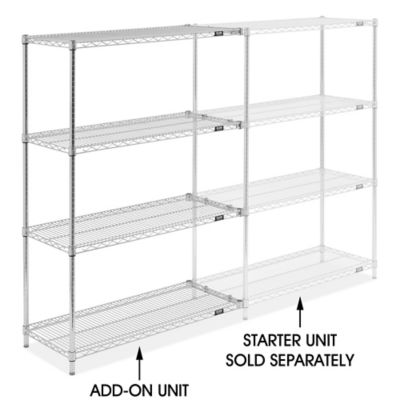 Chrome Wire Shelving Add-On Unit - 42 x 18 x 63" H-10711-63A
