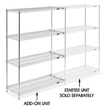 Chrome Wire Shelving Add-On Unit - 42 x 18 x 63" H-10711-63A