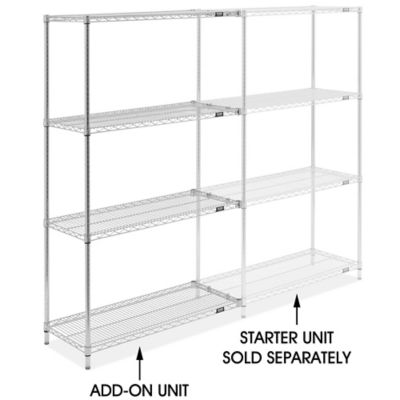 Chrome Wire Shelving Add-On Unit - 42 x 18 x 72" H-10711-72A