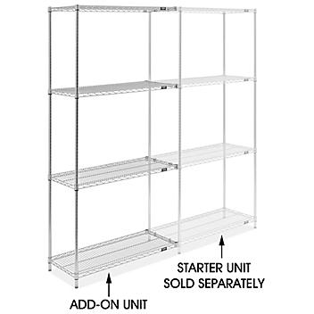 Chrome Wire Shelving Add-On Unit - 42 x 18 x 86" H-10711-86A