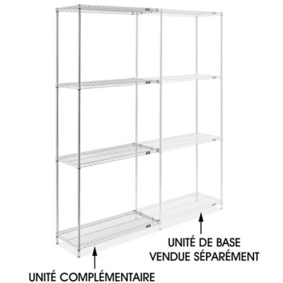 Chrome Wire Shelving Add-On Unit - 42 x 18 x 96" H-10711-96A