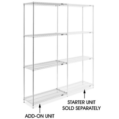 Chrome Wire Shelving Add-On Unit - 42 x 18 x 96" H-10711-96A