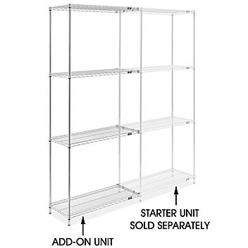 Chrome Wire Shelving Add-On Unit - 42 x 18 x 96" H-10711-96A