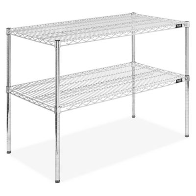 Two Shelf Wire Shelving Unit 42 X 24 X 34 Chrome H 10712 34C Uline   H 10712 34C