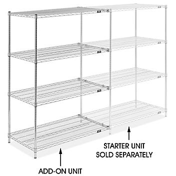 Chrome Wire Shelving Add-On Unit - 42 x 24 x 63" H-10712-63A