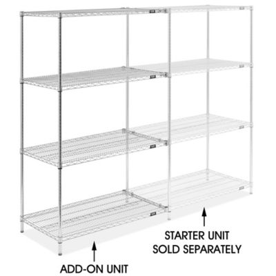 Chrome Wire Shelving Add-On Unit - 42 x 24 x 72" H-10712-72A